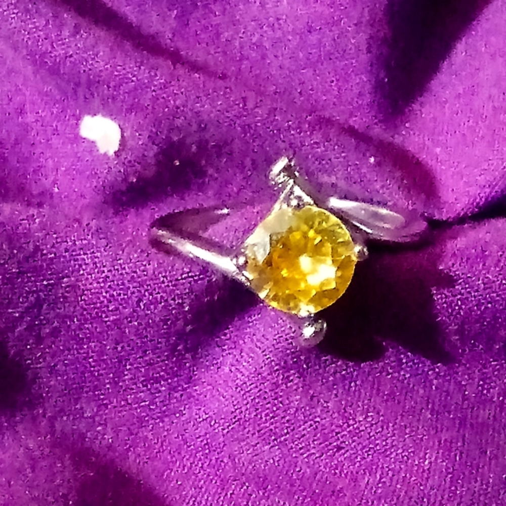 Natural 1ct Golden Citrine 925 Solid Sterling Silver Engagement Ring